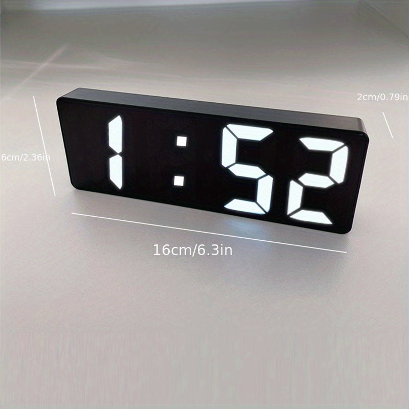 Modern LED Digital Alarm Clock with Temperature & Adjustable Brightness - Large LCD-like Display, 12/24H Time, Battery- (No Adapter) Bedside Clock for Smart, Room, Office - Easy-to-Read White Border Digital Clock