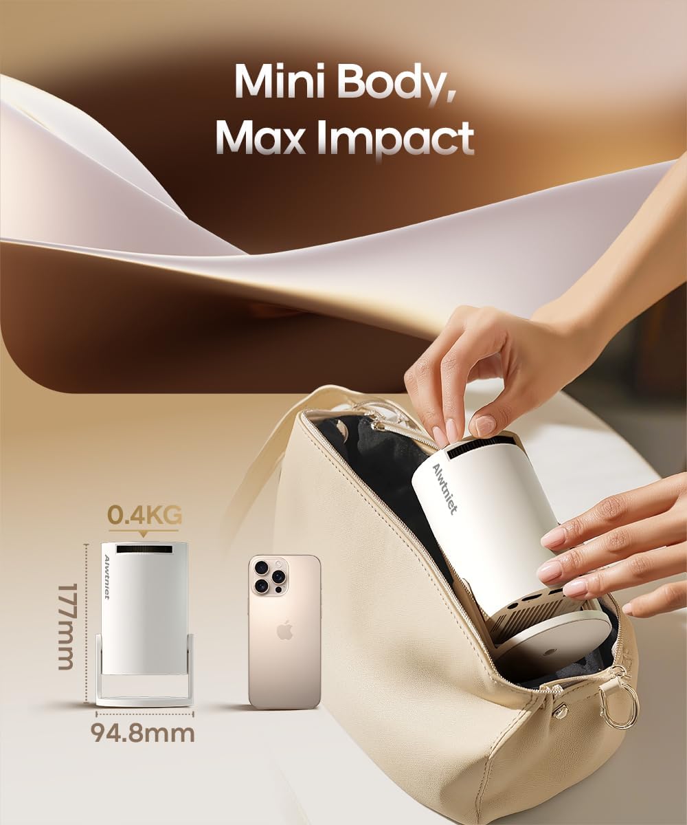 Mini Projector with WiFi and Bluetooth, Portable Projector 4K Support,