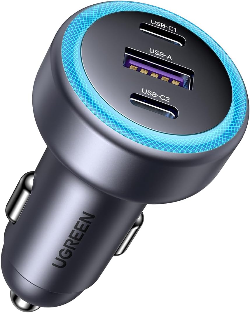 UGREEN USB C Car Charger, 30W 3-Port