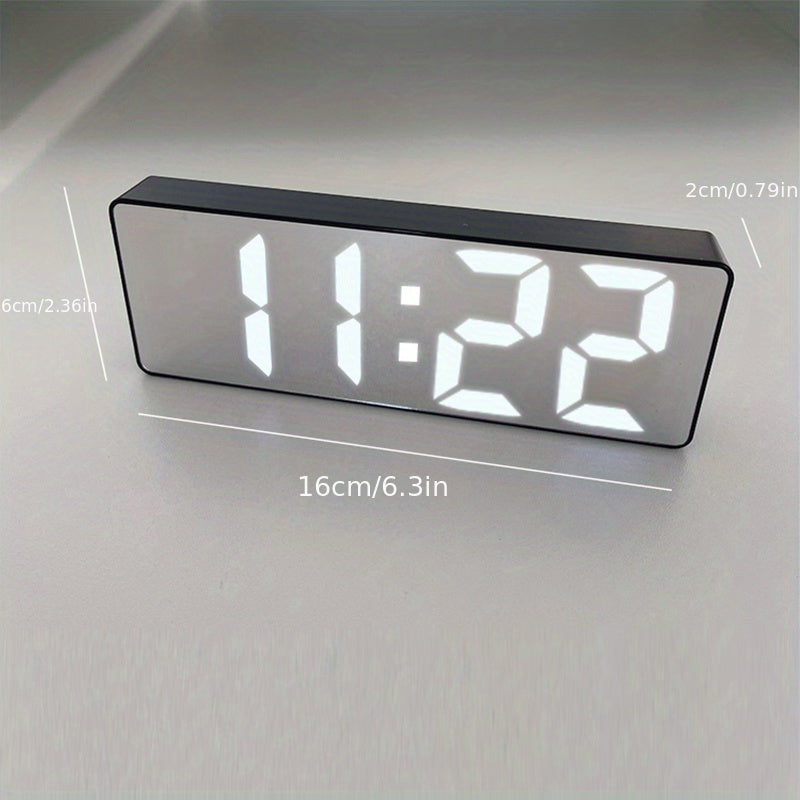 Modern LED Digital Alarm Clock with Temperature & Adjustable Brightness - Large LCD-like Display, 12/24H Time, Battery- (No Adapter) Bedside Clock for Smart, Room, Office - Easy-to-Read White Border Digital Clock