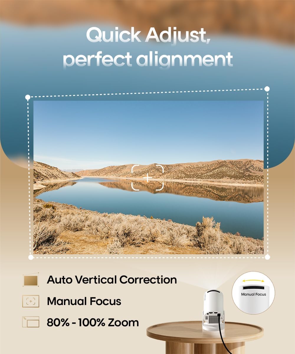 Mini Projector with WiFi and Bluetooth, Portable Projector 4K Support,