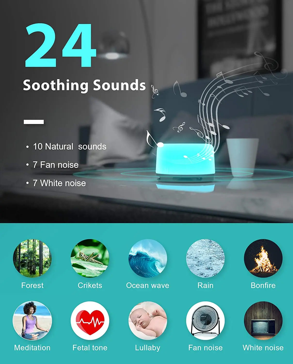 Upgraded Portable White Noise Sound Machine with Mood Light  Sleep Sound Therapy with RGB Night Light for Baby