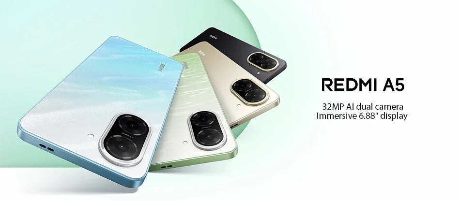 Global Version Xiaomi Redmi A5 No NFC  120Hz Display 32MP Camera Android 15 Cellphone 5200mAh Large Battery 6.88"