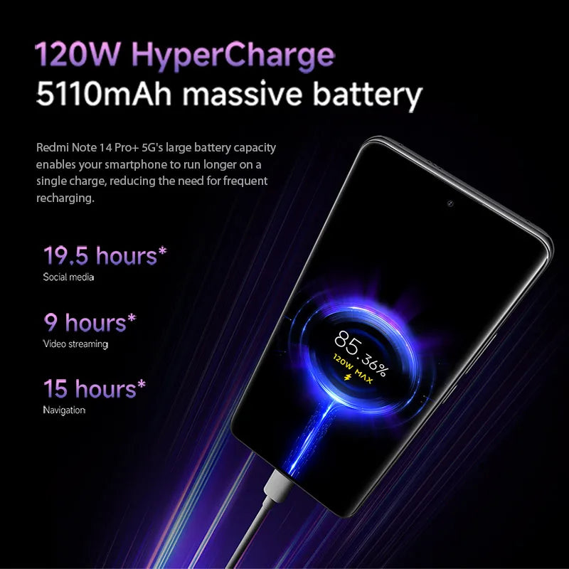 Global Version Xiaomi Redmi Note 14 Pro Plus 5G SmartphoneSnapdragon 7s Gen 3 200MP OIS Camera120W Charge  6.67" AMOLED Display