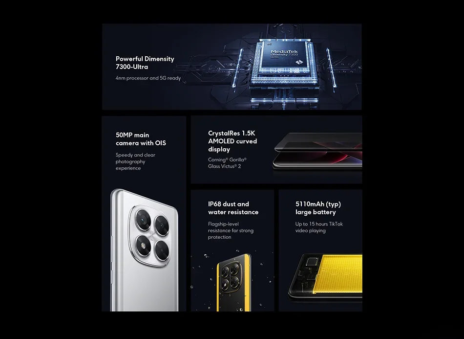 Global Version POCO X7 Smartphone Dimensity 7300-Ultra 6.67" 1.5K AMOLED Curved Display 45W Turbo Charging 50MP camera 5110mAh