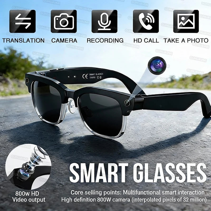 800W Pixel Camera AI Smart Glasses Video Recording