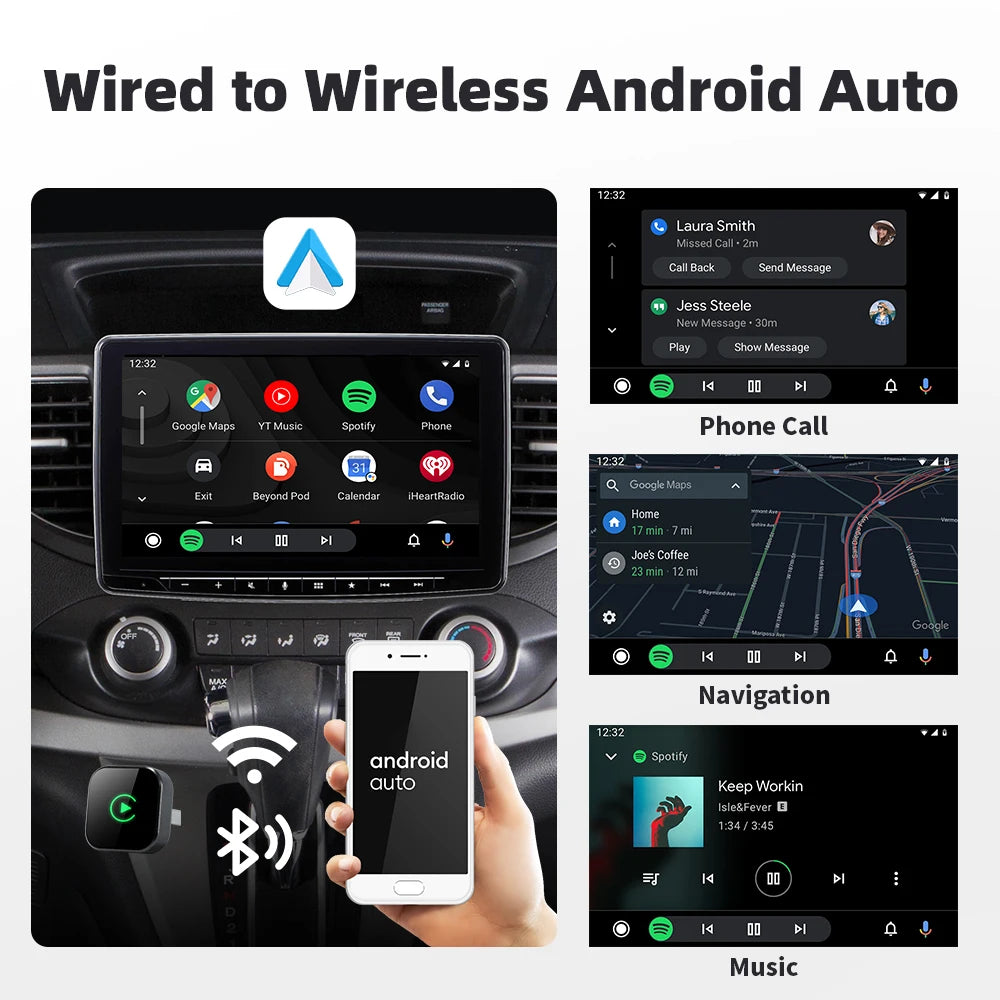 EKIY 2in1 Wireless CarPlay Dongle Wireless Android Auto Adapter AI Smart Box Car Intelligent Systems For Car With Wired CarPlay