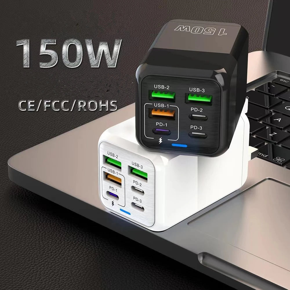 150W 6 Ports Pd QC 4.0 Usb C Fast Charger