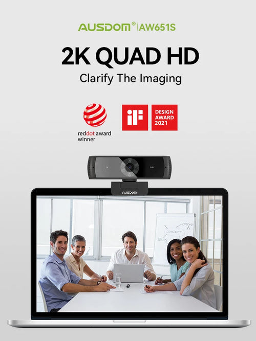 AUSDOM AW651S 2K Stream Webcam with Microphone Web Camera