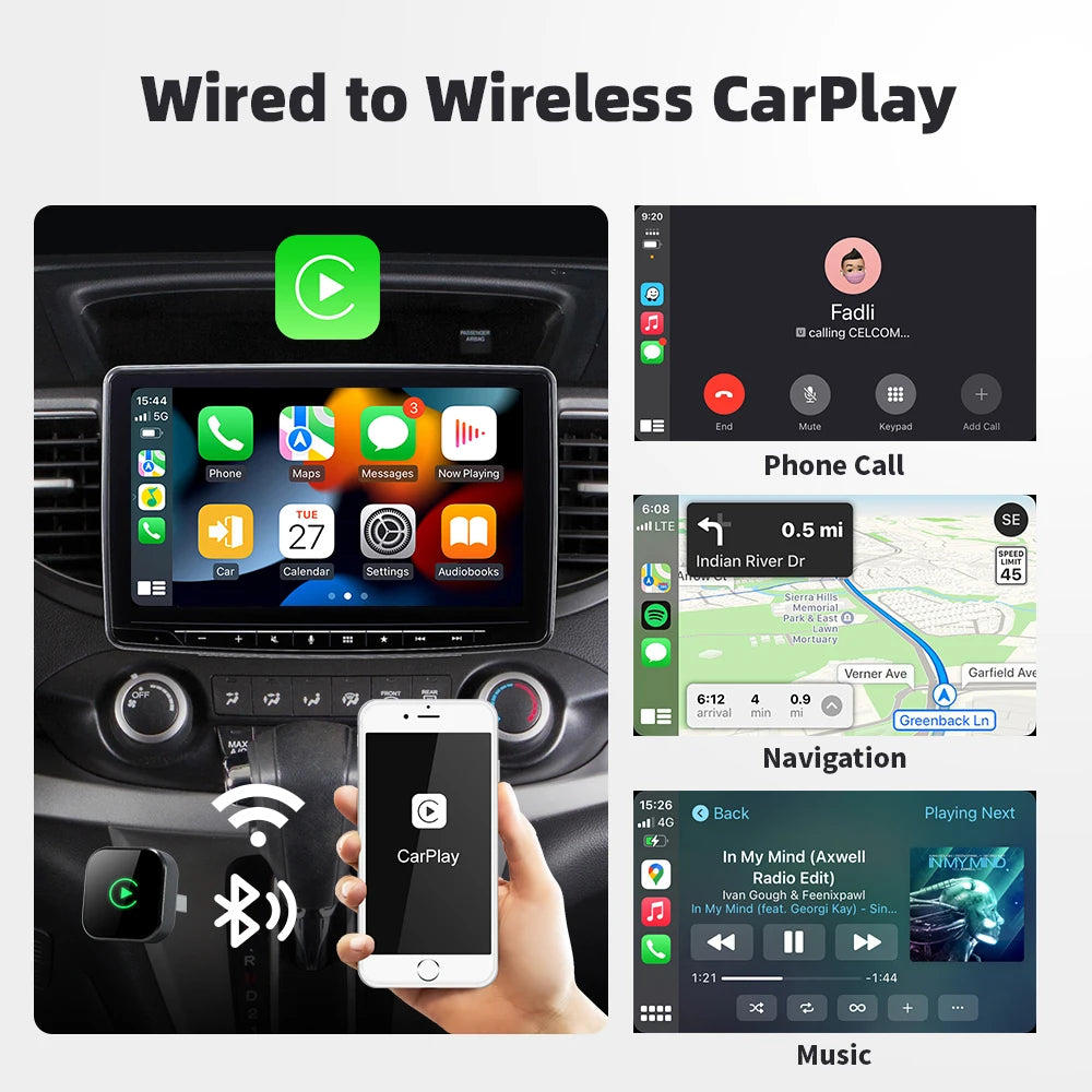 EKIY 2in1 Wireless CarPlay Dongle Wireless Android Auto Adapter AI Smart Box Car Intelligent Systems For Car With Wired CarPlay