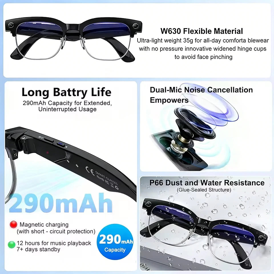 800W Pixel Camera AI Smart Glasses Video Recording