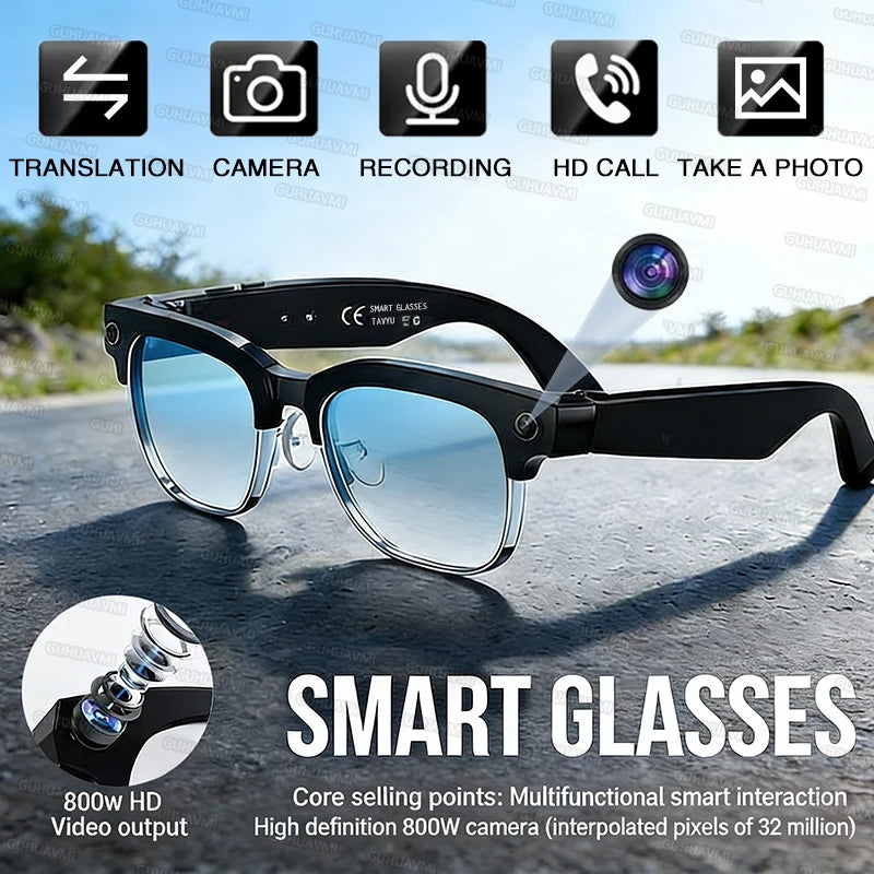 800W Pixel Camera AI Smart Glasses Video Recording