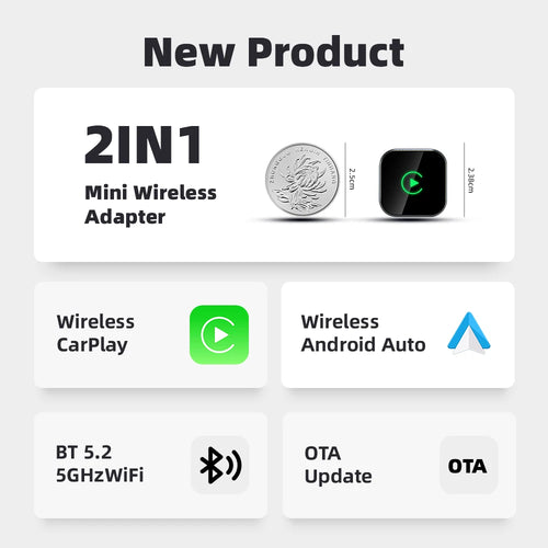 EKIY 2in1 Wireless CarPlay Dongle Wireless Android Auto Adapter AI Smart Box Car Intelligent Systems For Car With Wired CarPlay