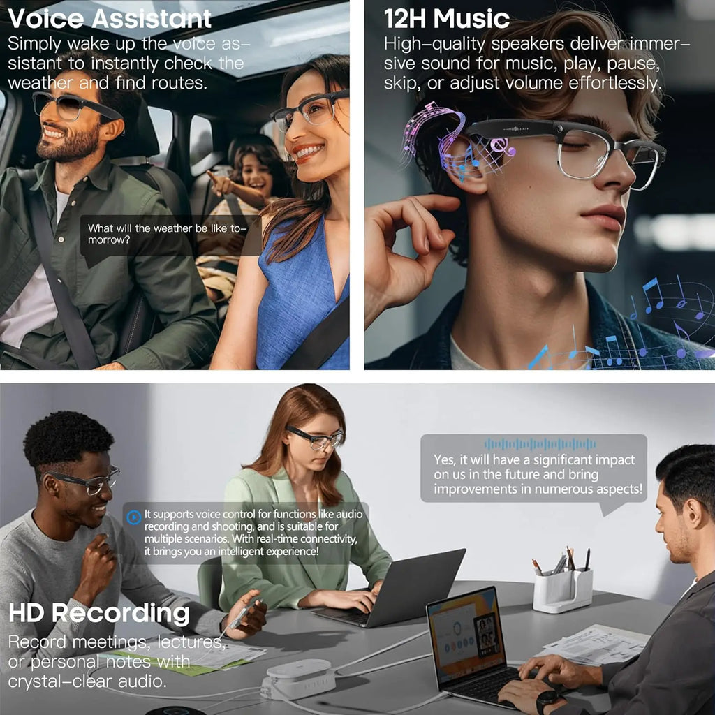 800W Pixel Camera AI Smart Glasses Video Recording