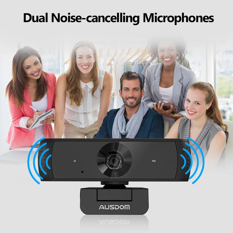 AUSDOM AW651S 2K Stream Webcam with Microphone Web Camera