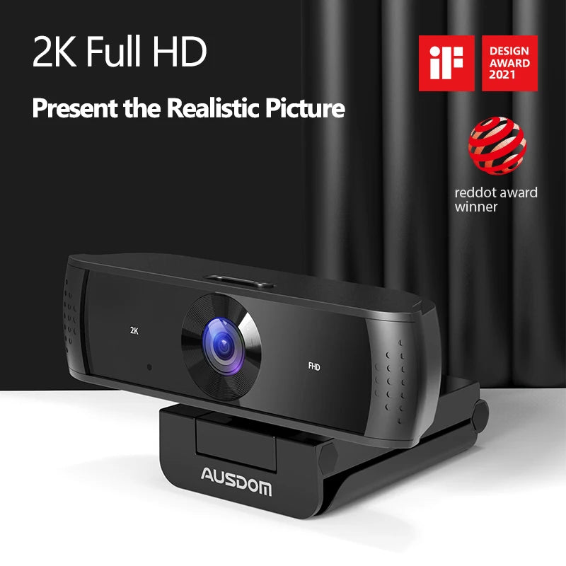 AUSDOM AW651S 2K Stream Webcam with Microphone Web Camera
