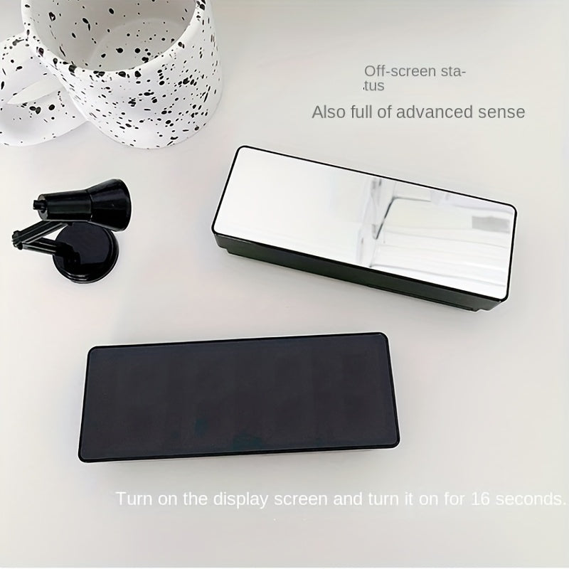 Modern LED Digital Alarm Clock with Temperature & Adjustable Brightness - Large LCD-like Display, 12/24H Time, Battery- (No Adapter) Bedside Clock for Smart, Room, Office - Easy-to-Read White Border Digital Clock